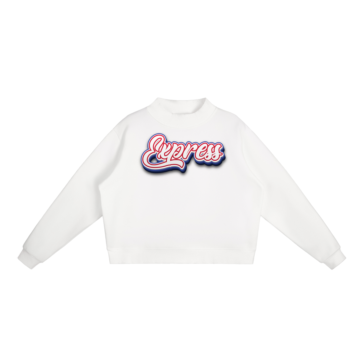 Express Baseball.  Fleece Mock-Neck Crew Sweatshirt