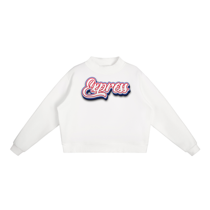 Express Baseball.  Fleece Mock-Neck Crew Sweatshirt