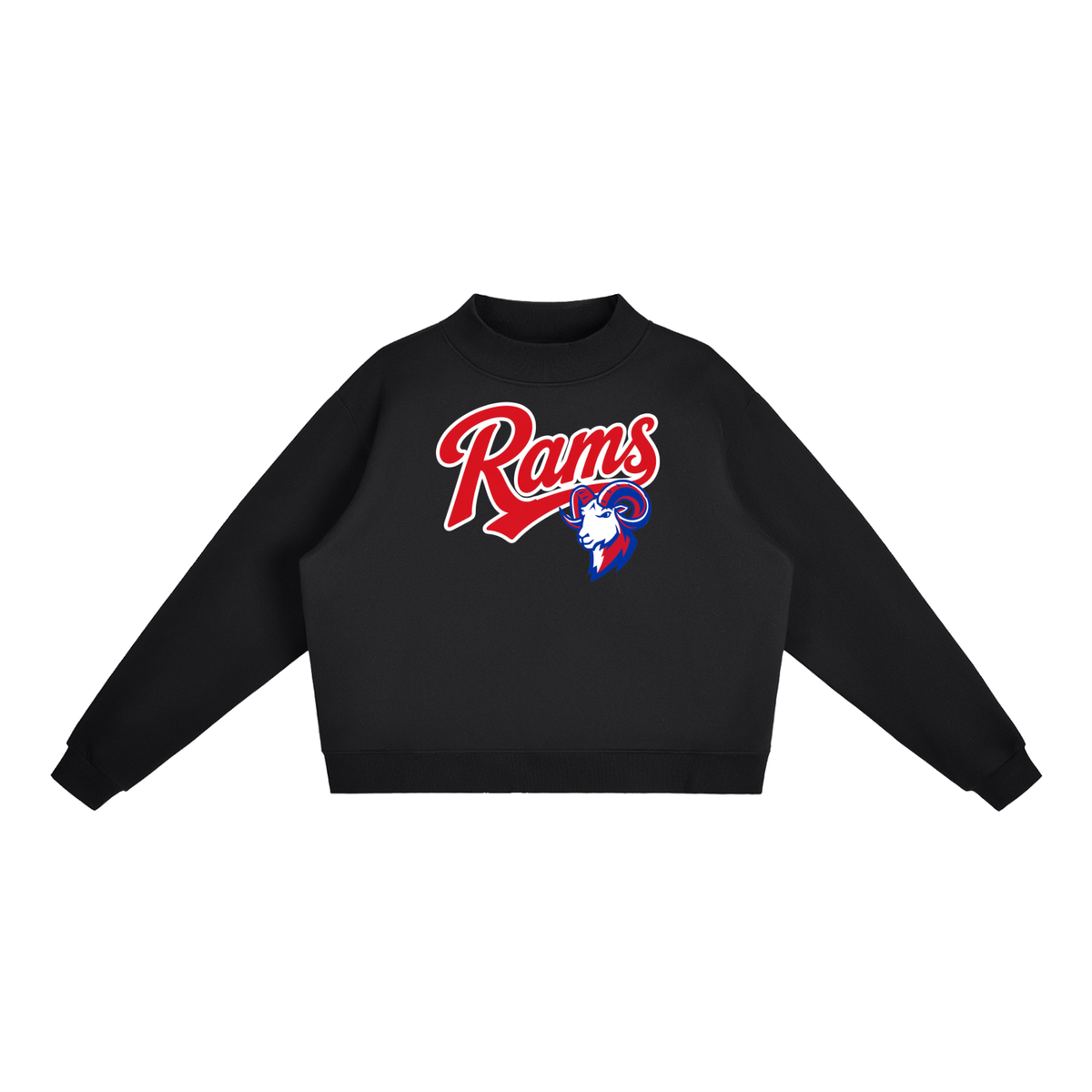 Essential Fleece Mock-Neck Crew Sweatshirt - Paragould Rams_Red