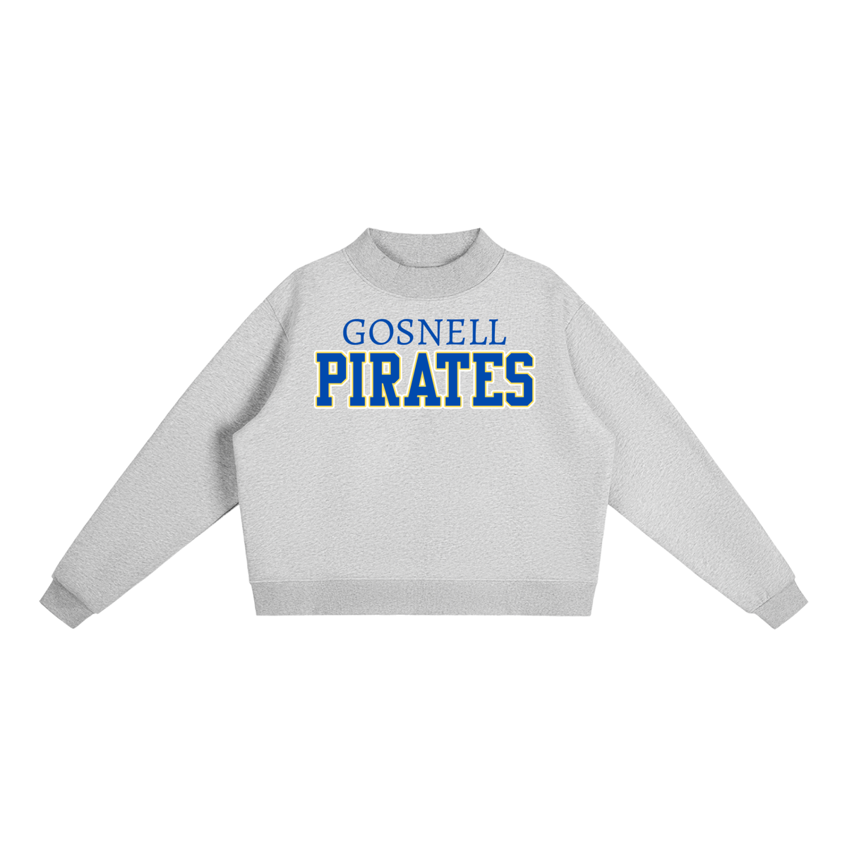 Essential Fleece Mock-Neck Crew Sweatshirt - Gosnell Pirates - Block Letter