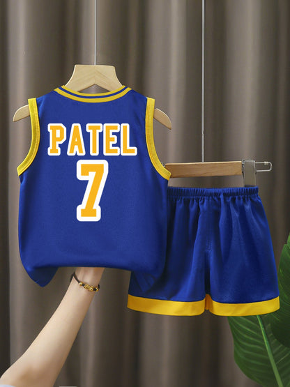 PATEL.CUSTOM Children's Basketball Jersey Set(Dual-sided Printing)