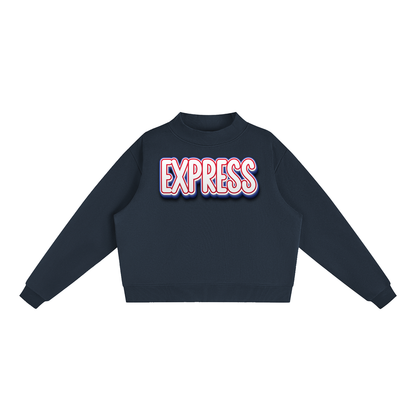 Express Baseball.  Fleece Mock-Neck Crew Sweatshirt