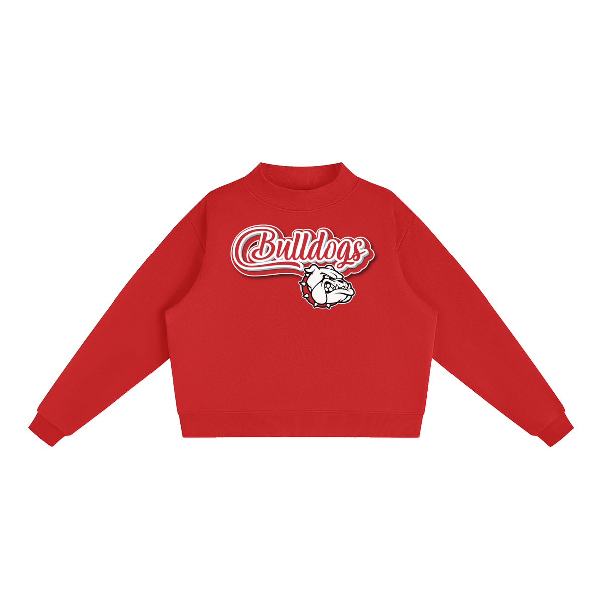 Essential Fleece Mock-Neck Crew Sweatshirt - Bulldogs with logo