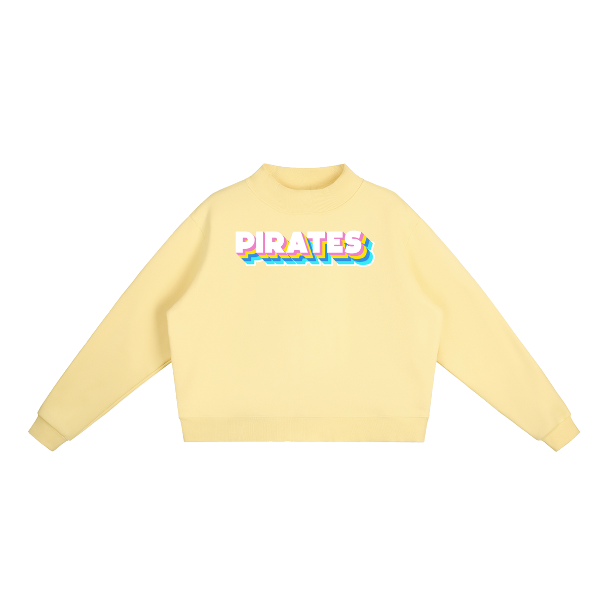 Essential Fleece Mock-Neck Crew Sweatshirt - Pirates Neon