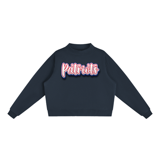 Essential Fleece Mock-Neck Crew Sweatshirt - PATRIOTS