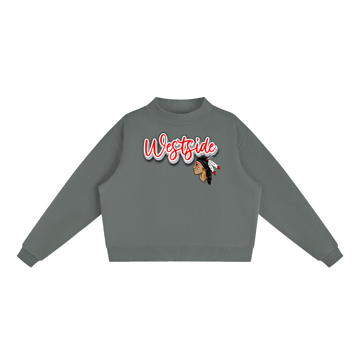 Essential Fleece Mock-Neck Crew Sweatshirt - Westside Warriors with Logo