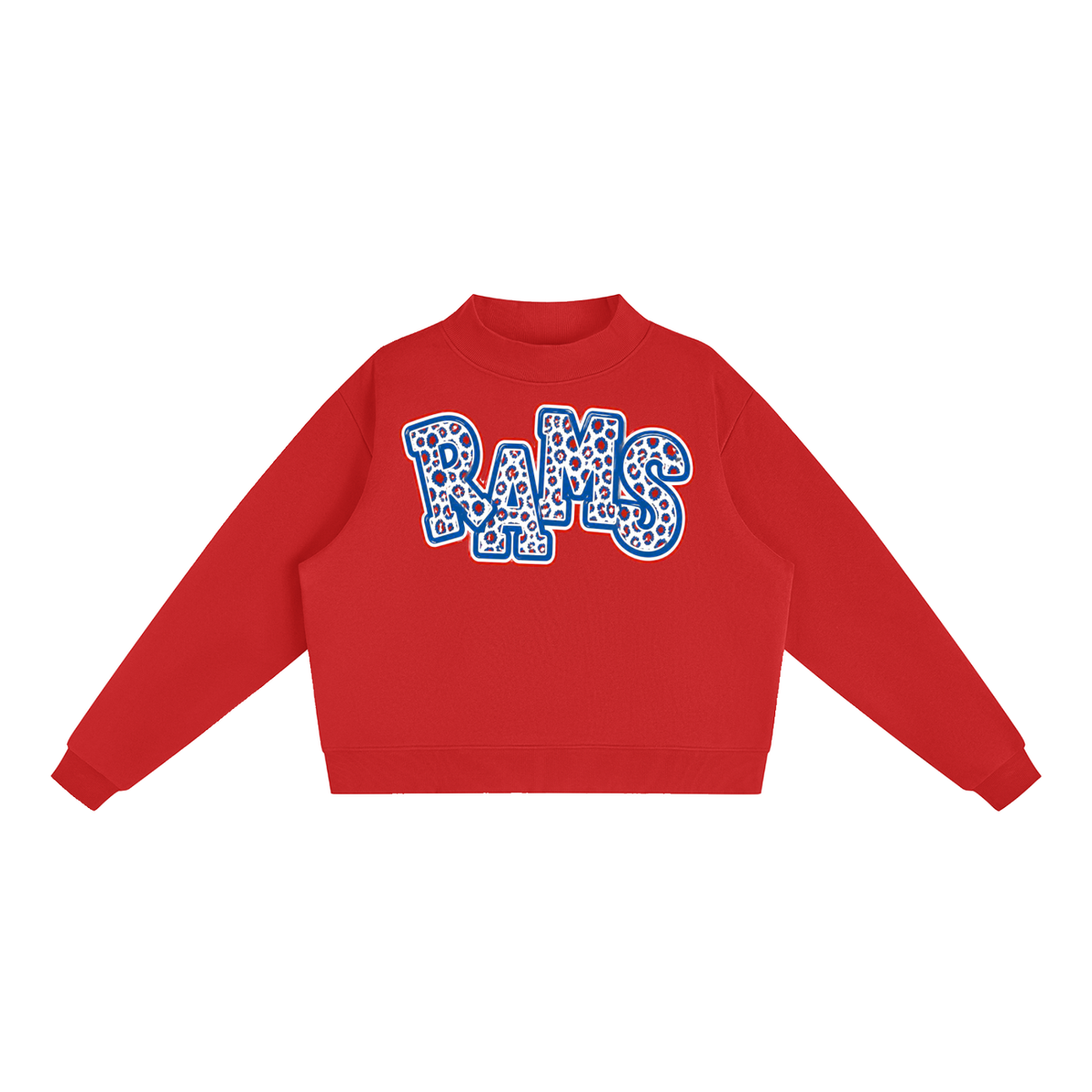 Essential Fleece Mock-Neck Crew Sweatshirt -Rams Leopard