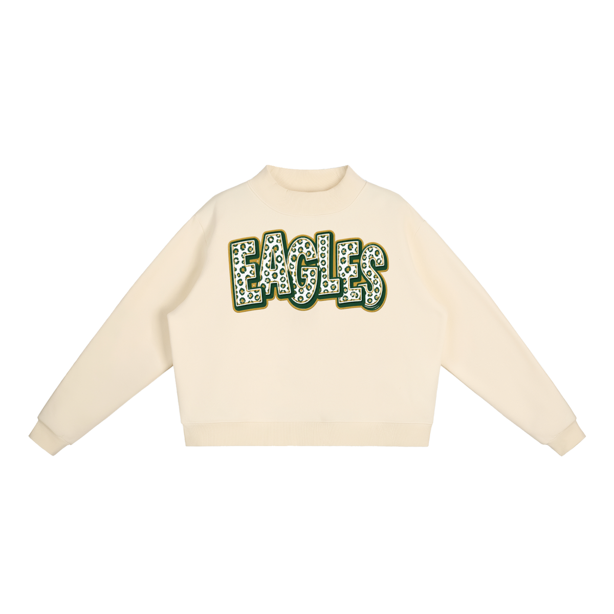 Essential Fleece Mock-Neck Crew Sweatshirt - GCT Eagles Green Leopard